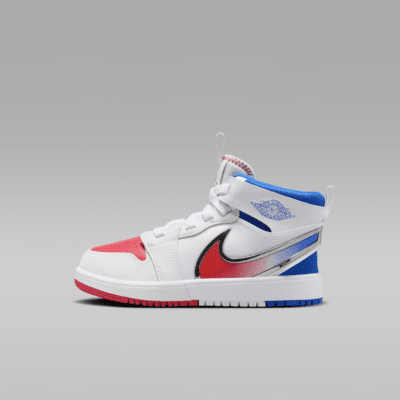 Jordan 1 mid red and blue on sale